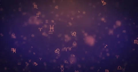 Loopable animation modern moving orange signs of the zodiac icons background. Stock Footage 94037478