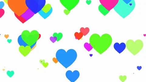 Loopable animation moves multicolored as heart icons on a white background. 库存影片 128733105