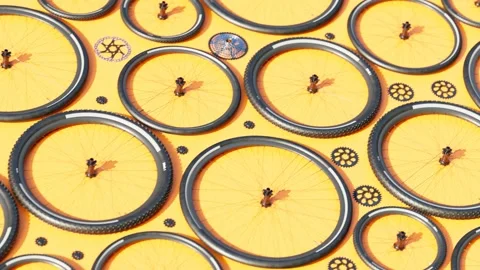 Loopable animation showing bicycle wheels and other propulsion parts. 4k HD Loop Stock Footage 133385158