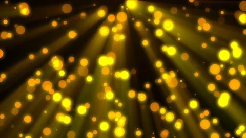Loopable background flying golden particles in light beams Stock Illustration