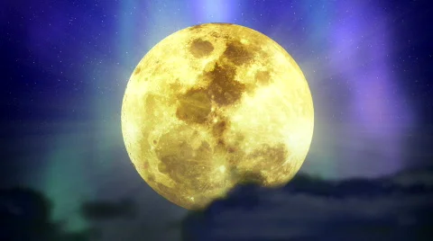 Loopable background full moon in space with stars and nebula, dark clouds Video stock 700441