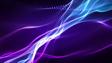 Loopable background with shiny purple blue waves made of ethereal strings Stock Footage 279498579