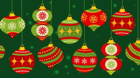 Loopable background of swinging Christmas ball ornaments panning right. Stock Footage 287659951