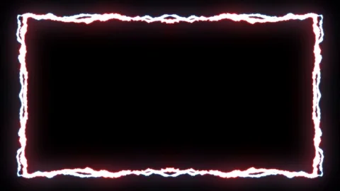 Loopable BLUE RED neon Lightning bolt symmetrical ZIG ZAG shape flight on black Stock Footage 91611545