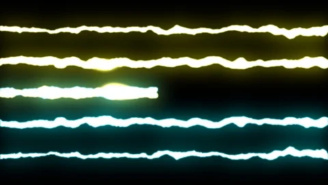 Loopable BLUE YELLOW neon Lightning bolt symmetrical ZIG ZAG shape flight on Stock Footage 91611255