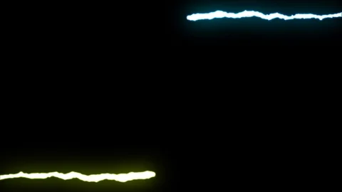 Loopable BLUE YELLOW neon Lightning bolt symmetrical ZIG ZAG shape flight on Stock Footage 91611493