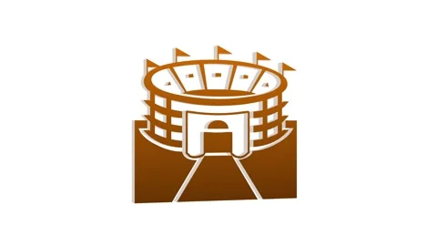 Loopable brown color 3d stadium icon rotating animation white background Stock Footage 265935861