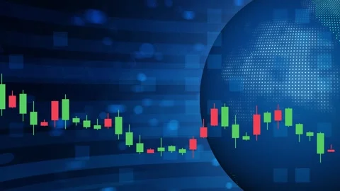 Loopable candlestick stock market chart analysis, global finance data on Stock-Footage 332605626