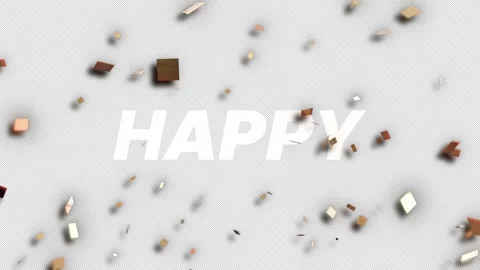 Loopable celebration animation with falling golden confetti and bold Typography Stock Footage 328580931