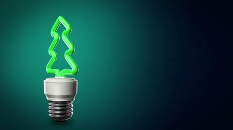 Loopable CFL Bulb In the Shape of a Christmas Tree Stock Footage 65433019