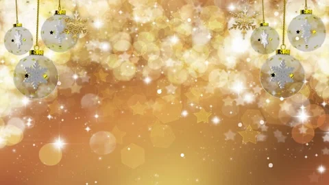 Loopable Christmas gold Background with Christmas balls and snowflakes Stock Footage 224506458