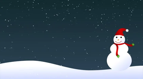 Loopable christmas snowfall with snowman Stock Footage 58475368