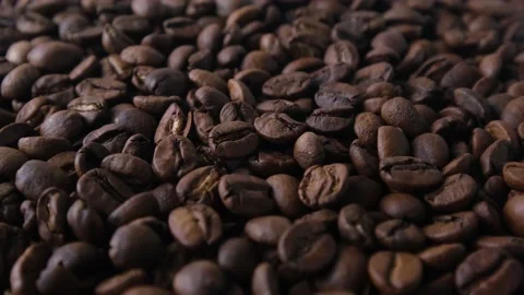 Loopable Coffee Background Roasted Coffee Beans Rotating Closeup Stock Footage 169786911