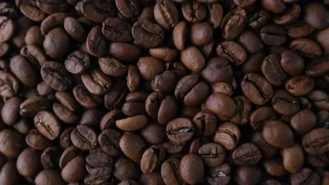 Loopable Coffee Background Roasted Coffee Beans Rotating Top View Stock Footage 169940441