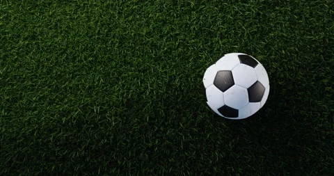 (Loopable) Drizzle Falling On The Soccer Field Surface &amp; The Soccer Ball Itself Video stock 152406008