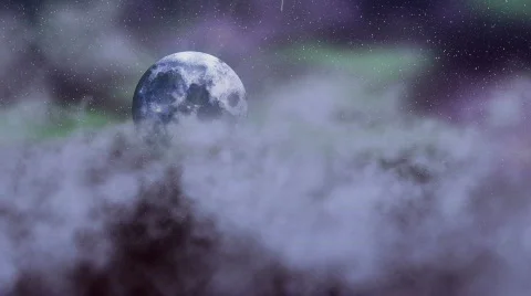 Loopable flying through clouds on night sky with full moon Video stock 710818