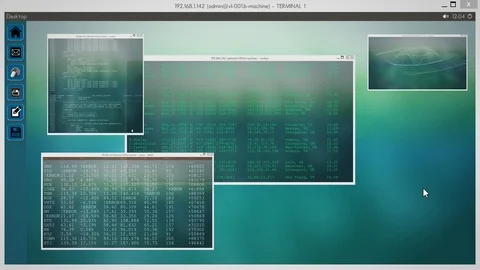 Loopable Fullscreen Desktop with Windows - PC / Linux - Windows with Code Stock Footage 102483338