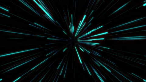 Loopable glowing light streak tunnel in cyan color. Abstract wormhole, hyperl 스톡 동영상 150491840