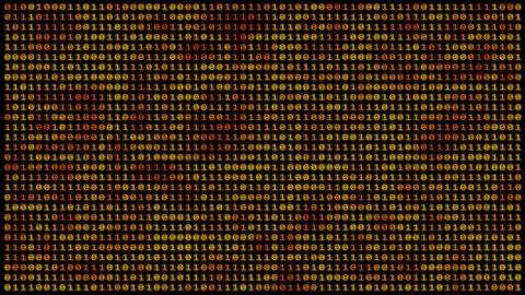 Loopable: Glowing Orange Binary Digital Code Abstract Background With Randomly Vidéo 91952927