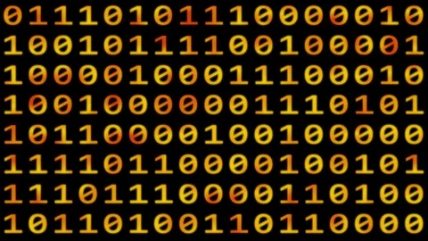 Loopable: Glowing Orange Binary Digital Code Abstract Background With Randomly Vidéo 93718417