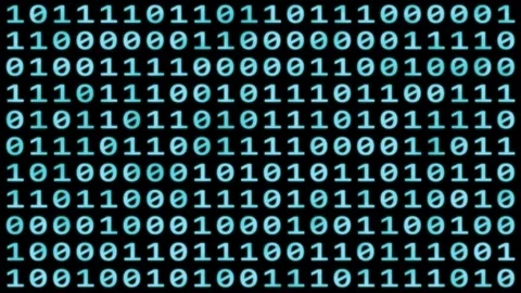 Loopable: Glowing Teal-Blue Binary Digital Code Abstract Background With Stock Footage 81389176