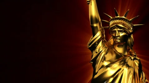 Loopable Golden statue of liberty Stock Footage 335070