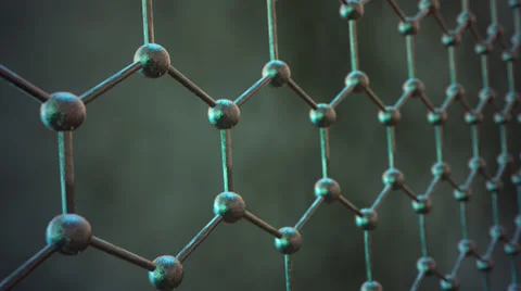 Loopable graphene structure. Rows of carbon atoms. Nanotechnology Stock Footage 35763458