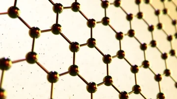 Loopable graphene structure. Rows of carbon atoms with particles in background Stockbeeldmateriaal 85477755