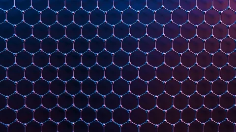 Loopable graphene structure. Rows of carbon atoms. Slow waving movement. Video stock 85479365