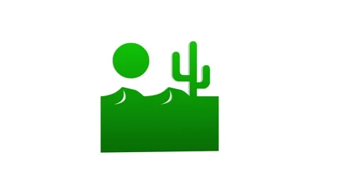 Loopable green color 3d desert icon rotating animation white background Stock Footage 265935900