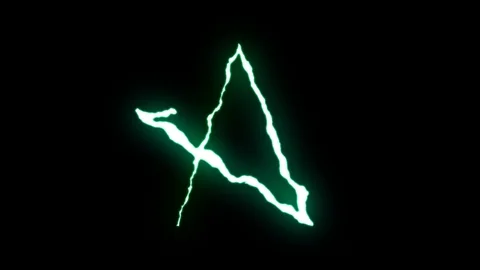 Loopable GREEN neon Lightning bolt STAR symbol shape flight on black background Video stock 91611078