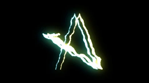 Loopable GREEN YELLOW neon Lightning bolt STAR symbol shape flight on black Video stock 91611119