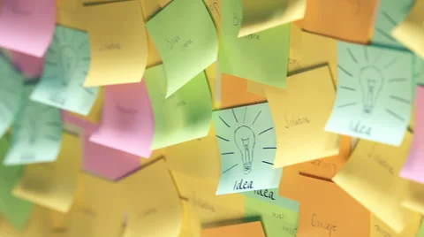 Loopable Idea Text On Adhesive Note Stock Footage 51209917