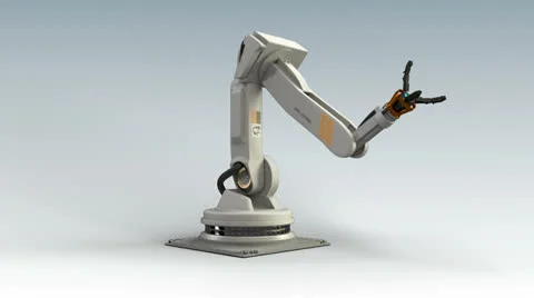 Loopable industrial robot with matte Stock Footage 25066838