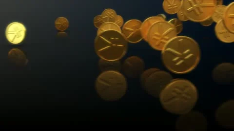 Loopable japanese yen coins rolling with alpha channel Stock Footage 21899456