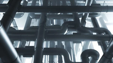Loopable maze of clean pipes tangled together. Stock Footage 86870793