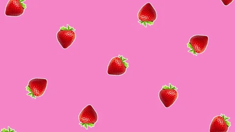 Loopable modern pink geometric backgroud with moving spinning strawberries Stock Footage 135222155