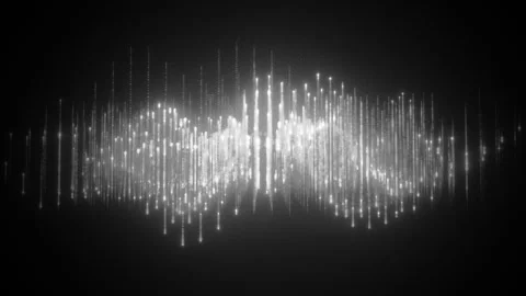Loopable Monochrome Waveform with Glowing Light Particles for Music Visuals Stock Footage 328578634