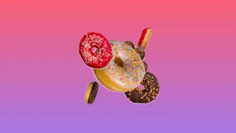 Loopable Motion Background of apearing kaleidoscope of donuts. Abstract color Stock Footage 129081097