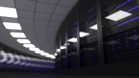 Loopable motion background - modern server room, shallow focus. Cloud technology Stock Footage 77629161
