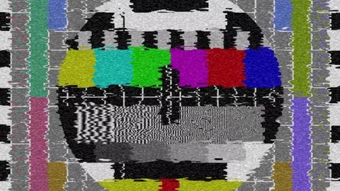 Loopable: Old Analog CRT TV Screen Shows Screen Color Test Pattern With Stock Footage 83563365