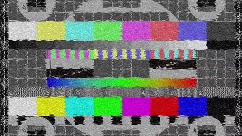 Loopable: Old Analog CRT TV Screen Shows Soviet UEIT Screen Test Pattern With Stock Footage 83892758