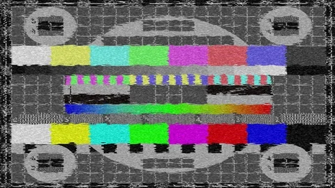 Loopable: Old Analog CRT TV Screen Shows Soviet UEIT Screen Test Pattern With Stock Footage 85876714