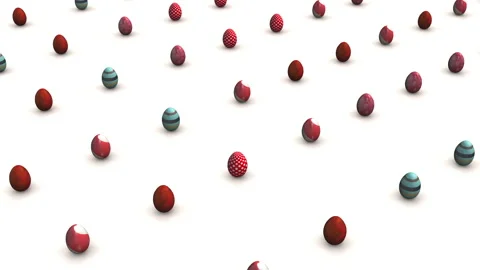 Loopable pattern of Colorful Easter eggs rotating Stock Footage 182342767