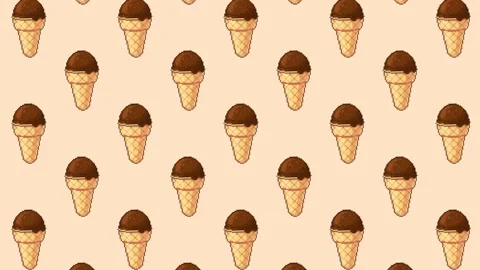 Loopable pixel art pattern with chocolate ice cream cone animation Stock Footage 311857543