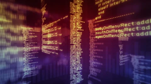 Loopable program code on a computer screen. Multicolored. 2 videos in 1 file. 库存影片 54839628