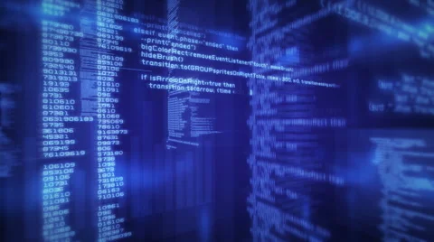 Loopable program code moving on a computer screen. Blue and white. 2 in 1. Stock Footage 54838751
