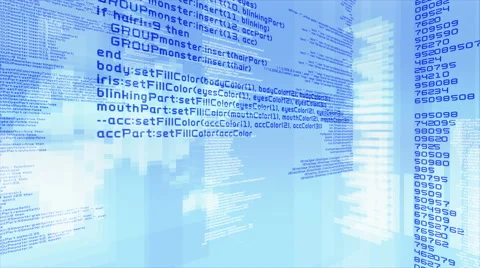 Loopable program code moving on a computer screen. White. 3 in 1. 库存影片 54838770