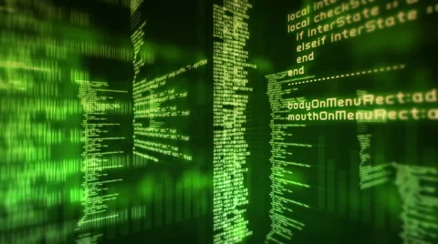 Loopable program code moving on a computer screen. Green. 3 in 1. 库存影片 54838774