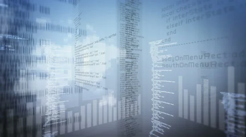 Loopable program code moving on a computer screen. White. 2 videos in 1 file. Stock Footage 54839619